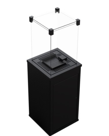 CHAUFFAGE EXTÉRIEUR GAZ PATIO MINI DE VERRE NOIR MATELASSÉ CONTRÔLE AUTOMATIQUE 8,2 KW