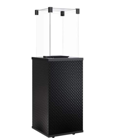 CHAUFFAGE EXTÉRIEUR GAZ PATIO MINI DE VERRE NOIR MATELASSÉ CONTRÔLE AUTOMATIQUE 8,2 KW