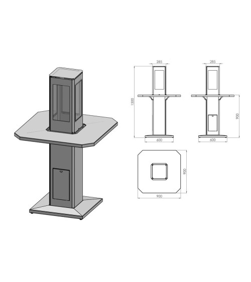 Chauffage d'extérieur ANGELES noir avec table et base