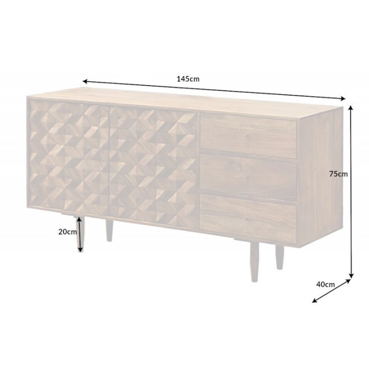 Buffet SOLARA en bois massif d'acacia