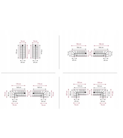 Escalier ANTHRACITE DALLAS - Hauteur à franchir 209cm à 275cm, Lx69cm
