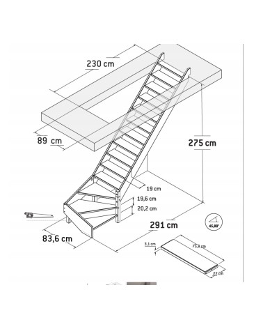 Escalier SAVOIE SLIM - Lx75,8cm