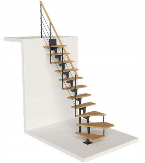 Escalier MODULAIRE BOSTON - Hauteur à franchir 209cm à 275cm, Lx70 cm