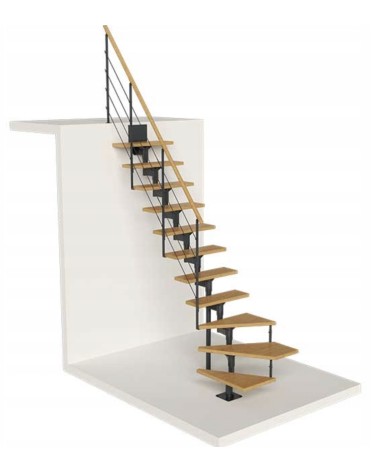 Escalier MODULAIRE BOSTON - Hauteur à franchir 209cm à 275cm, Lx70 cm