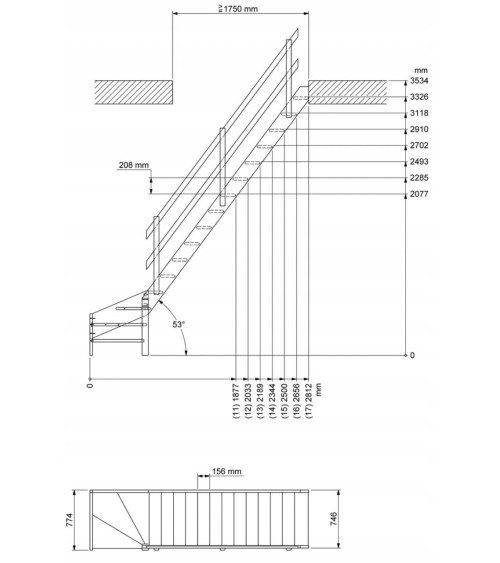 Escalier Meunier Normandie - Fenêtre de Gauche Lx77,7 cm