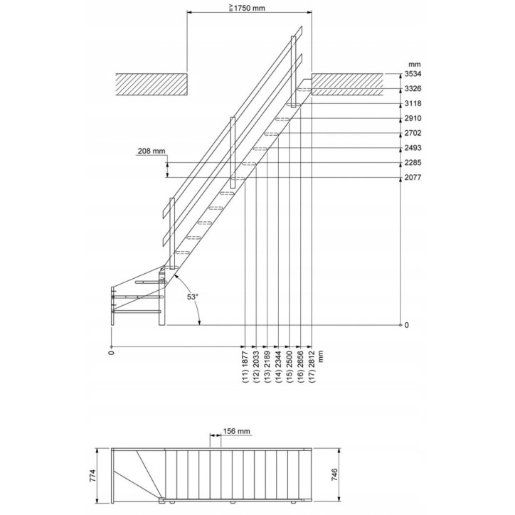 Escalier Meunier Normandie - Fenêtre de Gauche Lx77,7 cm