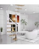 Escalier en colimaçon CALGARY blanc/hêtre - Hauteur à franchir 244,8cm à 280,8cm, Lx120 cm