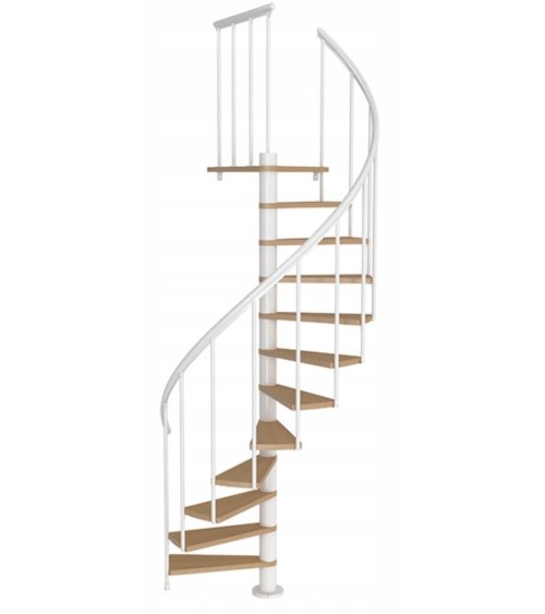 Escalier en colimaçon CALGARY blanc/hêtre - Hauteur à franchir 244,8cm à 280,8cm, Lx120 cm