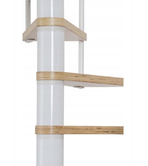 Escalier en colimaçon CALGARY blanc/hêtre - Hauteur à franchir 244,8cm à 280,8cm, Lx120 cm