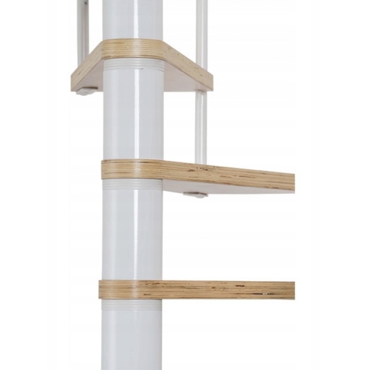 Escalier en colimaçon CALGARY blanc/hêtre - Hauteur à franchir 244,8cm à 280,8cm, Lx120 cm