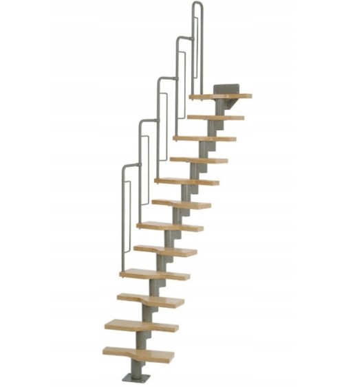 Escalier modulaire Graz - Hauteur à franchir 222cm à 270cm, Lx580cm