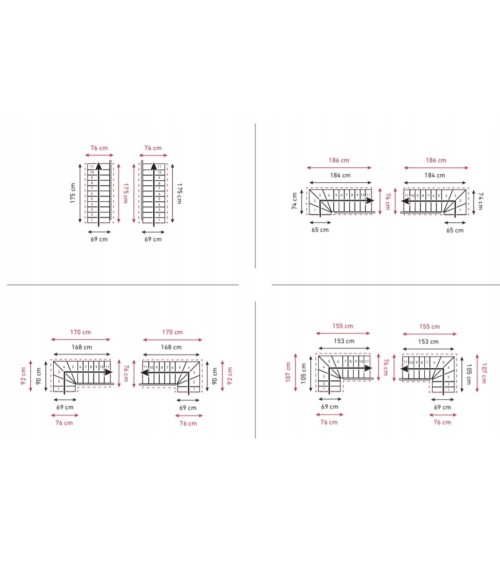 Escalier Dallas tournant - Hauteur à franchir 209cm à 275cm, Lx69cm