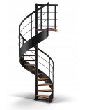 Escaliers CAMBRIDGE noir/hêtre, escalier en colimaçon - Hauteur à franchir 260cm à 325cm, Lx140cm