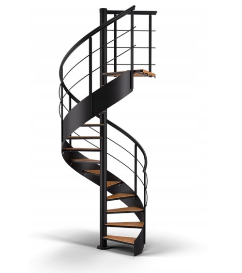 Escaliers CAMBRIDGE noir/hêtre, escalier en colimaçon - Hauteur à franchir 260cm à 325cm, Lx140cm