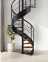 Escaliers CAMBRIDGE noir/hêtre, escalier en colimaçon - Hauteur à franchir 260cm à 325cm, Lx140cm