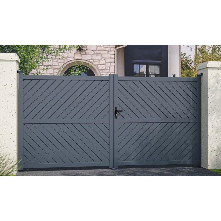 Portail Lana 140x300 cm en aluminium à deux vantaux