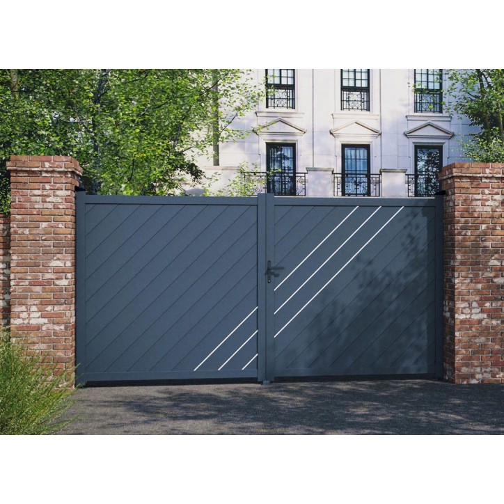 Portail Andrew 170x300cm ? 2 vantaux en aluminium