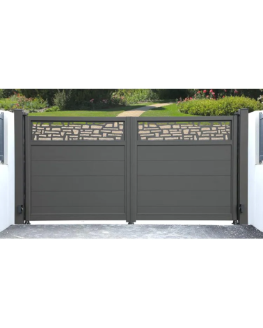Portail Braga 150x320cm 2 vantaux en aluminium et 2 poteaux
