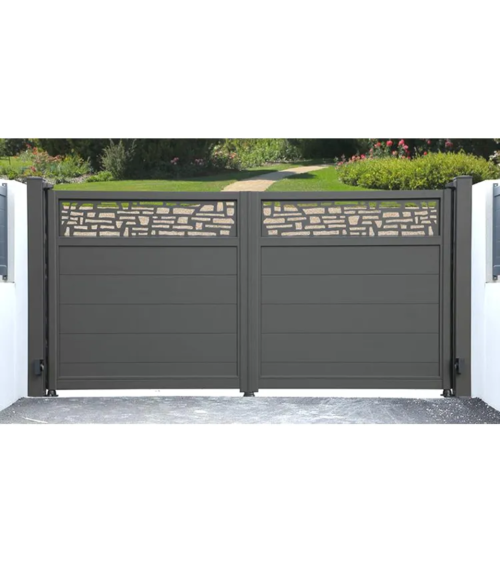 Portail Braga 150x320cm 2 vantaux en aluminium et 2 poteaux
