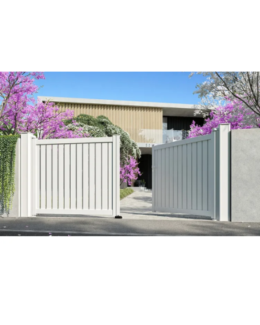 Portail Varna 150x300cm 2 vantaux en aluminium et 2 poteaux