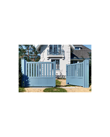 Portail Bretagne 150x300cm 2 vantaux en aluminium et 2 poteaux