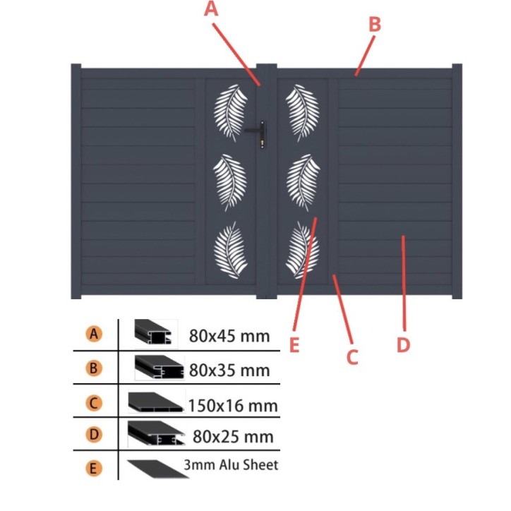 Portail Zoé 170x300cm ? 2 vantaux en aluminium