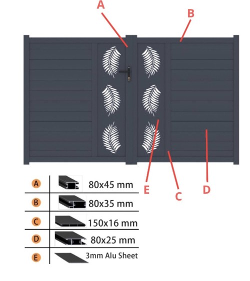 Portail Zoé 140x300cm ? 2 vantaux en aluminium
