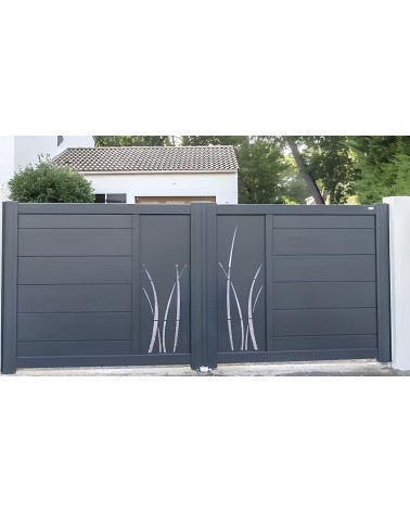 Portail Clara 150x300/350 cm en aluminium à deux vantaux