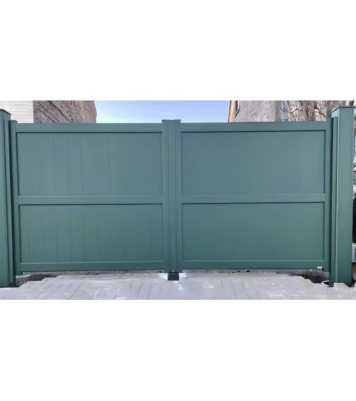 Portail Jade 150x300/350 cm en aluminium à deux vantaux, avec 2 poteaux