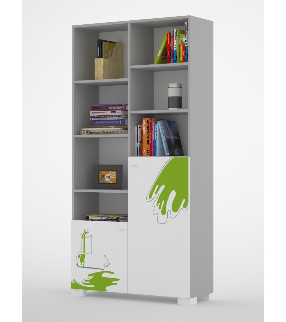 Bibliothèque GRAFFITI ART, 100cm blanc