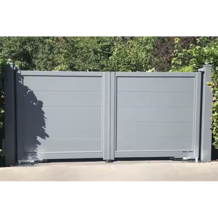 Portail Lina 150x300/350 cm en aluminium à deux vantaux, avec 2 poteaux