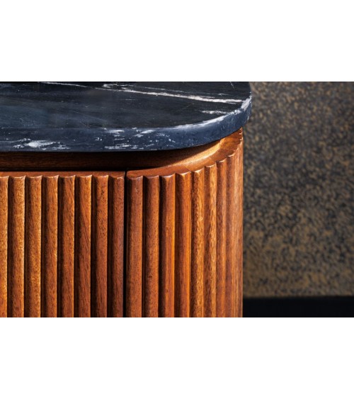 Buffet LINE III en bois massif de manguier + marbre