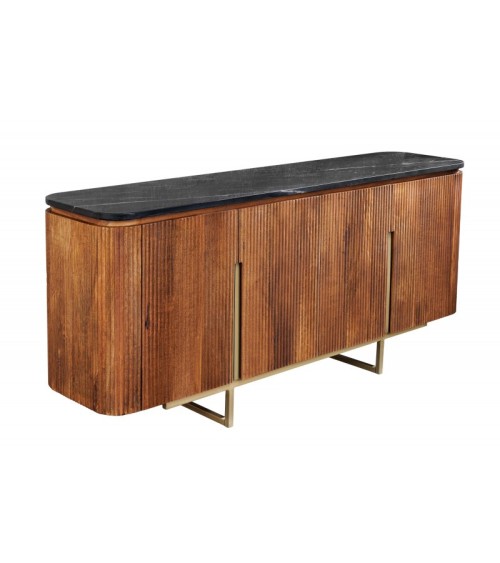 Buffet LINE III en bois massif de manguier + marbre