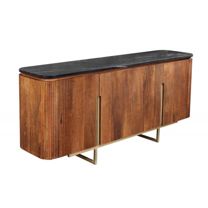 Buffet LINE III en bois massif de manguier + marbre