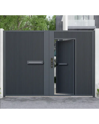 Portail Jules III 200 x 350cm ? 2 vantaux et portillon intégré alu