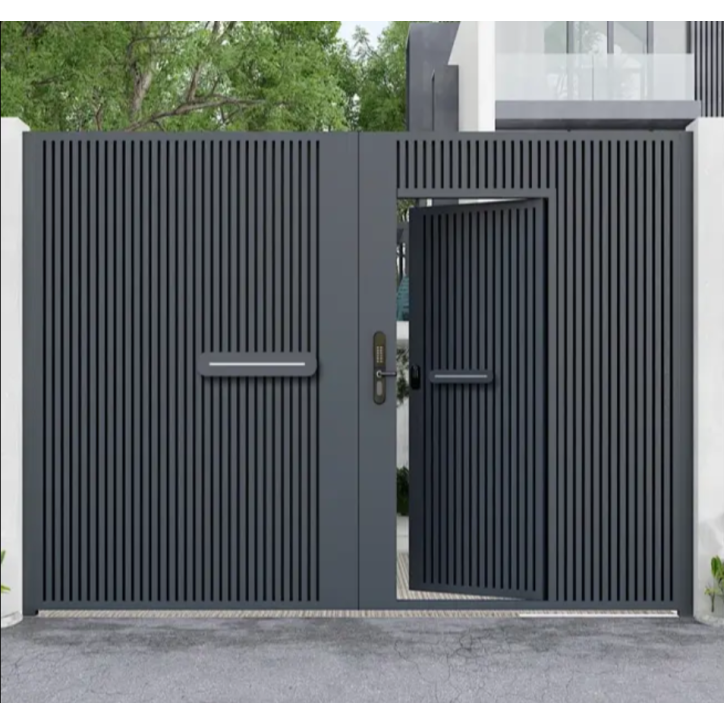 Portail Jules III 200 x 350cm ? 2 vantaux et portillon intégré alu