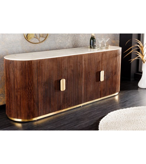 Buffet LINEA en bois massif de manguier + marbre