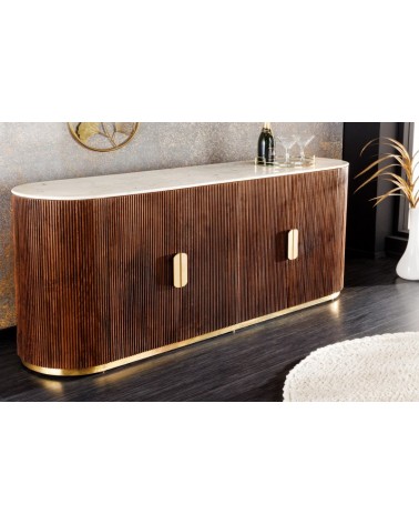 Buffet LINEA en bois massif de manguier + marbre