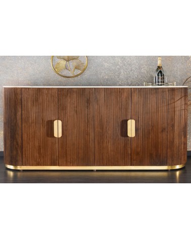 Buffet LINEA en bois massif de manguier + marbre
