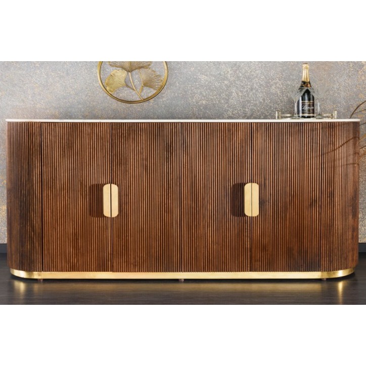 Buffet LINEA en bois massif de manguier + marbre