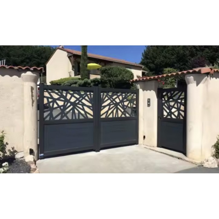 Portail battant Célia en aluminium 300x150cm et portillon 100x150cm