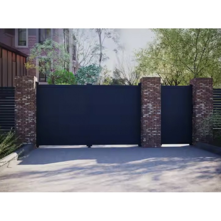 Portail coulissant Bénédicte 300x160 cm en aluminium et portillon intégré 100x160 cm