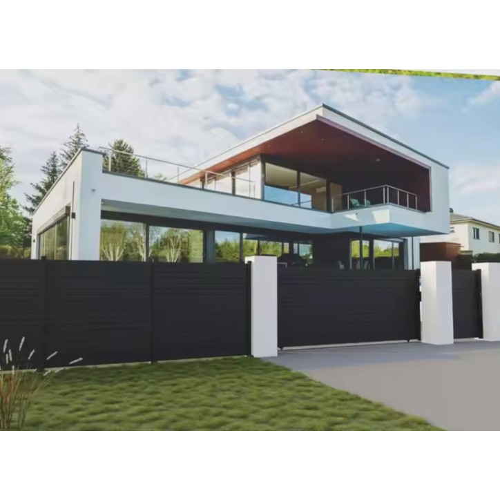 Portail coulissant Vincent 300x150 cm en aluminium + portillon  100x150 cm