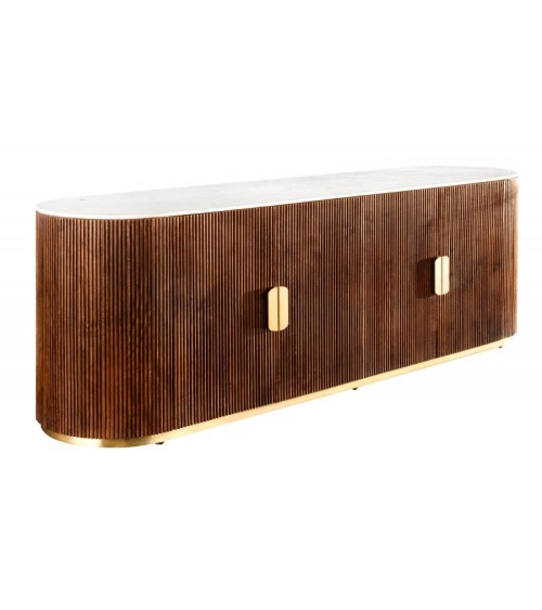 Buffet LINEA en bois massif de manguier + marbre