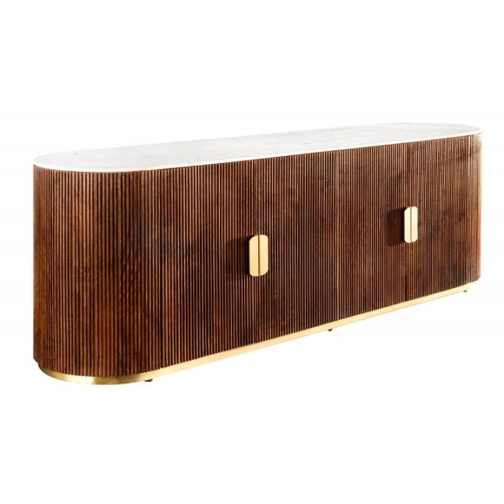Buffet LINEA en bois massif de manguier + marbre