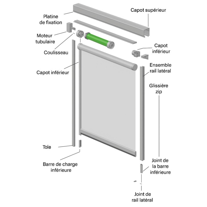 Store extérieur éléctrique Toni 100 X 236 cm cadre aluminium
