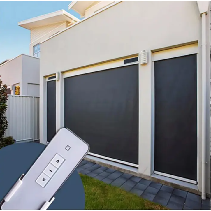 Store extérieur éléctrique blanc Lucien 100 X 236 cm cadre aluminium