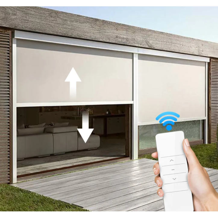 Store extérieur éléctrique blanc Raquel 370 X 236 cm cadre aluminium
