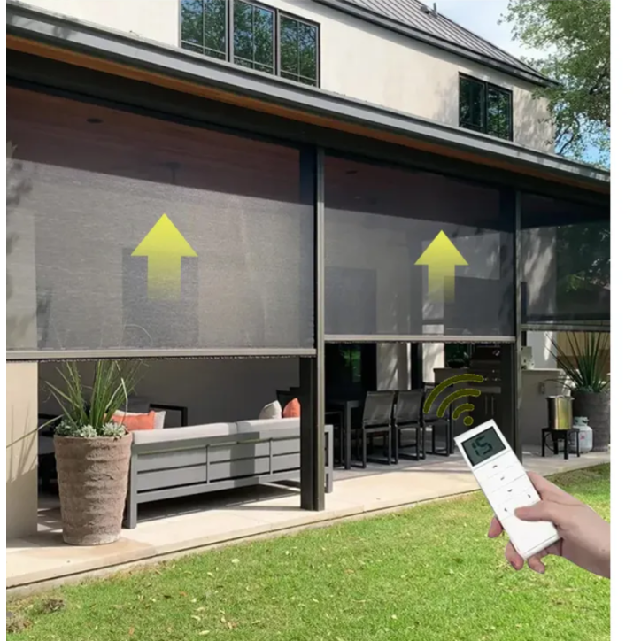 Store extérieur éléctrique blanc Raquel 370 X 236 cm cadre aluminium