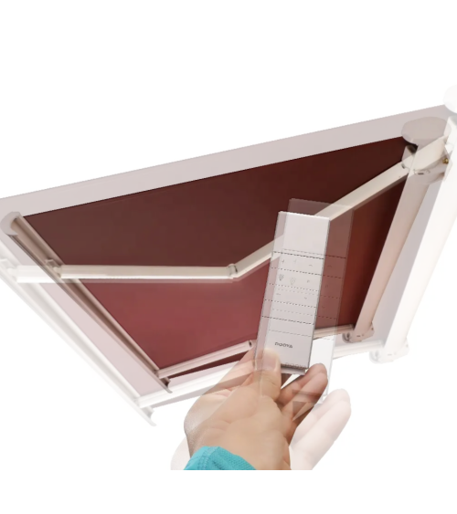 Store banne beige 4.5X3.5 m coffre intégral motorisé avec leds - Claire